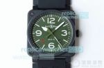 Replica Bell & Ross BR03 Green Dial Black Rubber Strap Ceramic Watch
